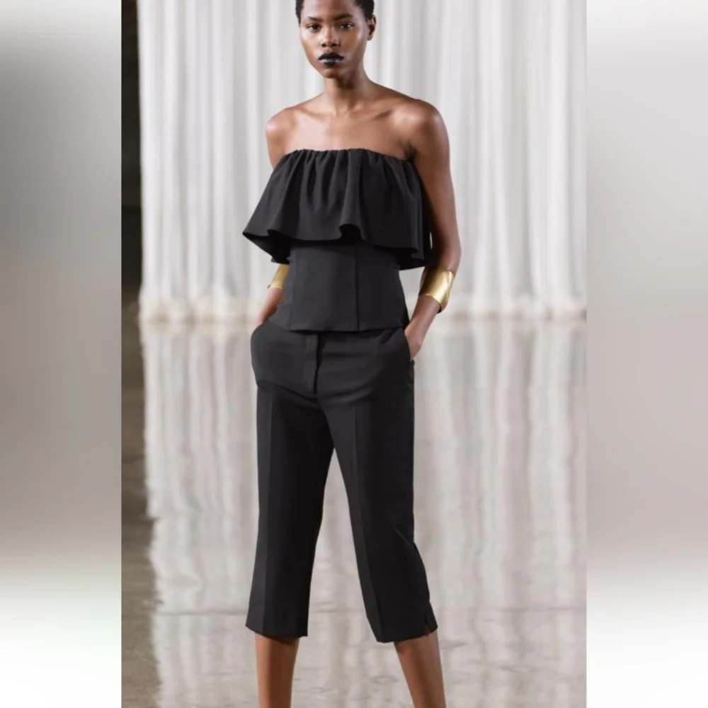 ZARA STRAPLESS TOP WITH RULLE DETAILL - Picture 3 of 7